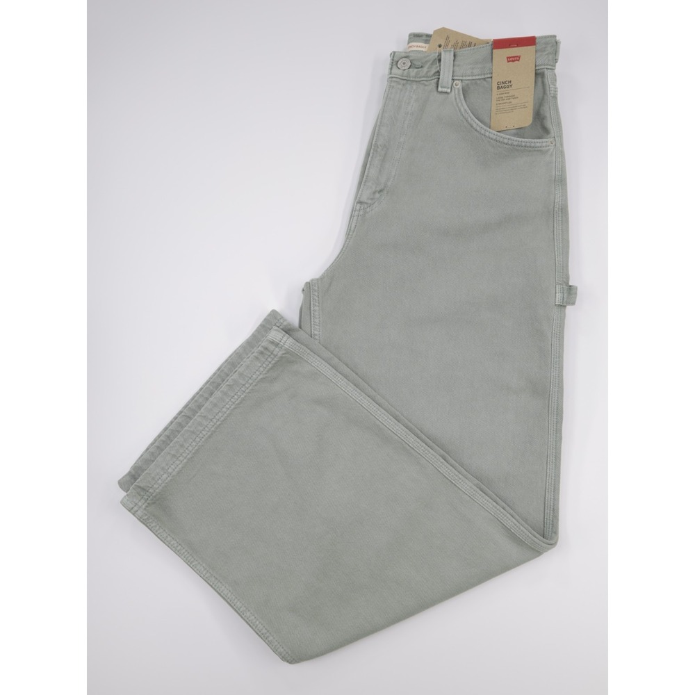 Levi's Women's Cinch Baggy Carpenter Adjustable Waist Denim Jeans Green 28X31